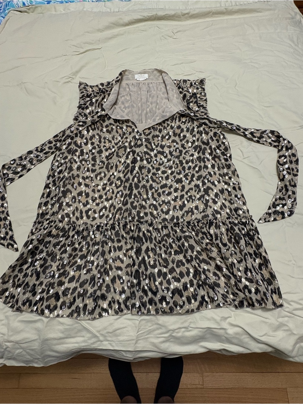 kate spade Gray Leopard Print Tie-Sleeve Tunic